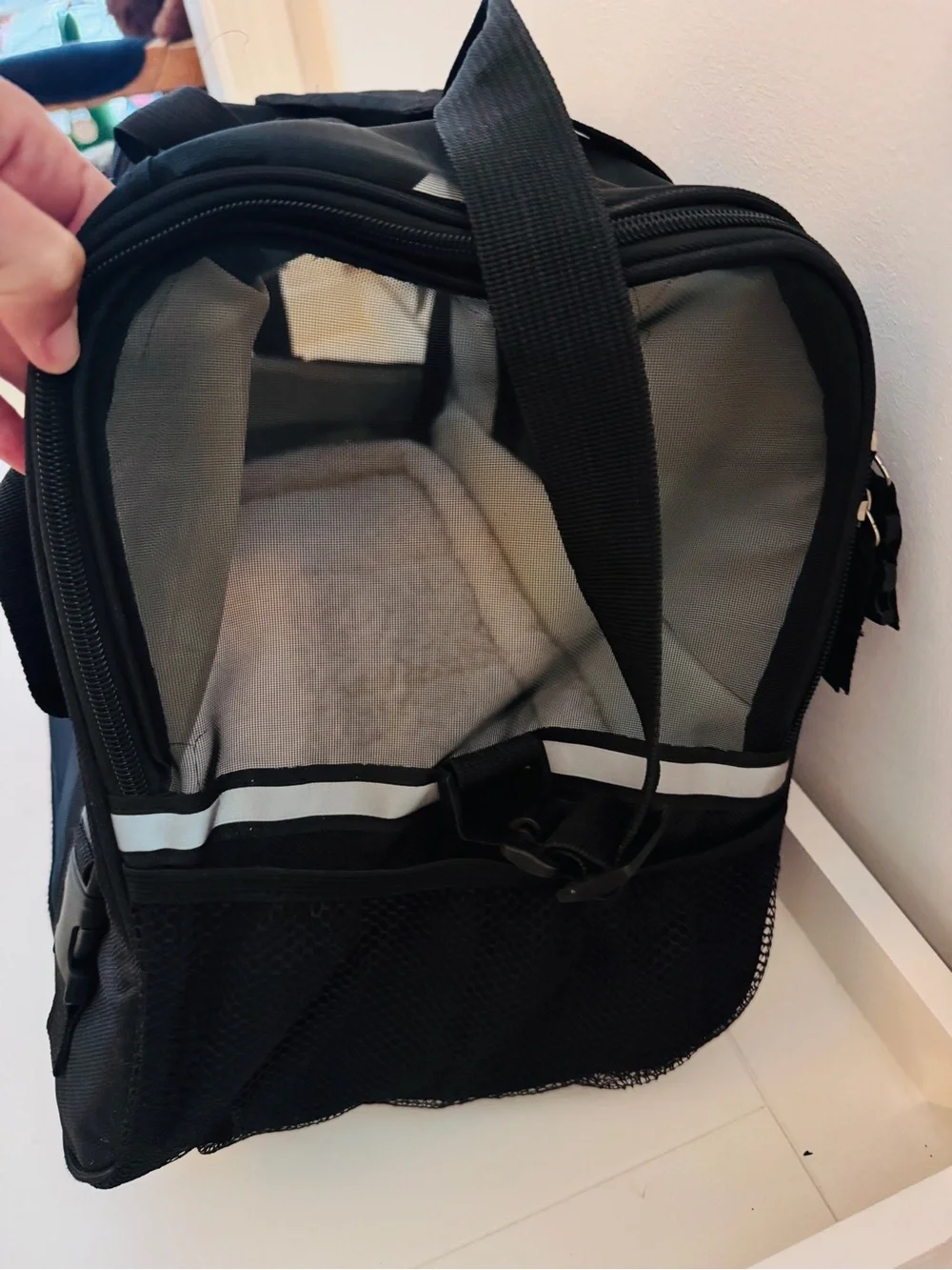 Black Pet Carry Bag - Versatile Open Mesh Sided Dog Carrier/Cat Carrier